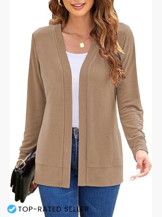 Sweaters - Casual Long Sleeve Cardigan Soft Knit Open Front Lightweight Chic Oversized